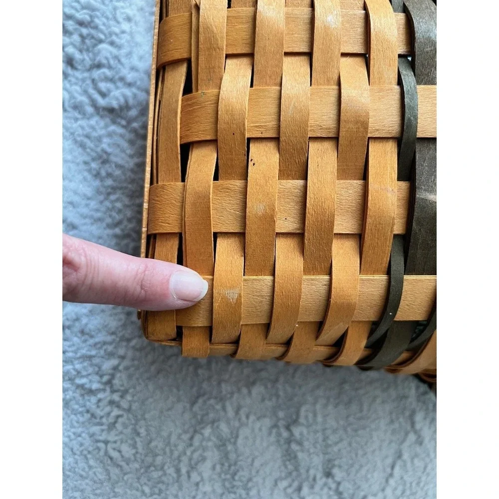 1998 Longaberger Glad Tidings Christmas Basket, Liner,‎ Protector, Green Weave